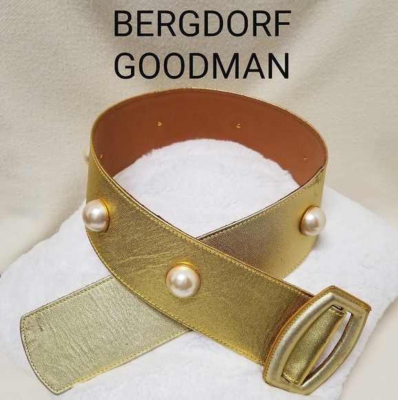 Bergdorf Goodman Accessories - Bergdorf Goodman Rare 2-Tone Wide Gold Leather Vintage Belt S/M